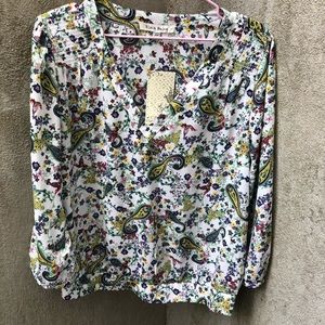 Black Rain Multicolor Pullover Top Ruched shoulder